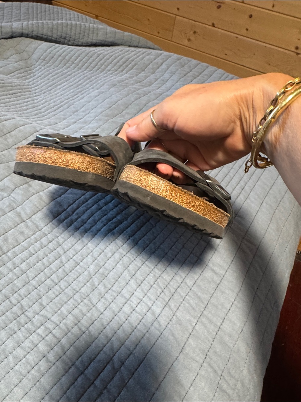 Birkenstock Women's Double Buckle Slide Sandals in Charcoal - Picture 4 of 6